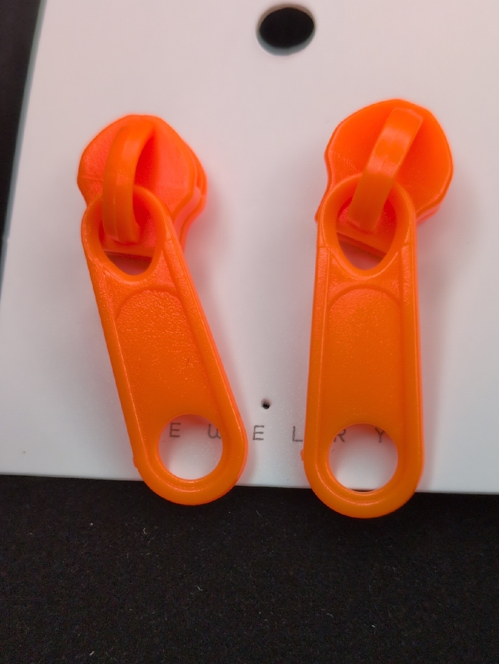 Bright Orange Zipper Pull Earrings (Pierced)